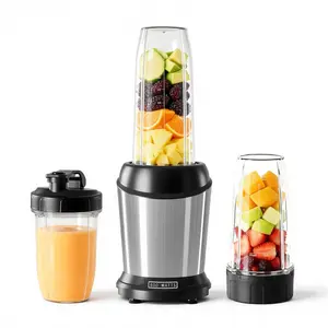 Smoothie Blender, Personal Blenders for Kitchen with 17 24 34 oz BPA-Free Portable Cups, Mini Smoothie Maker for Shakes, Sauces, Juice and Ice Crushing, Silver
