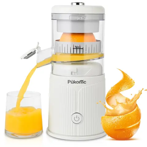 Pukomc Cordless Portable Juicer - 10.6in Compact Battery-Powered Hand-Held Citrus Juicer, 1-Hand Use Pulp-Free Juice Extractor, Space-Saving Kitchen Gadget for Summer Fruits, Rechargeable Fast Automatic Juicing Tool, Easy One‑Hand Use