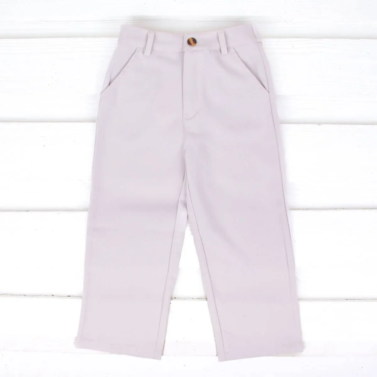 Stone Standard Pants - Classic Boys Button Front Khakis for Year-Round Wear