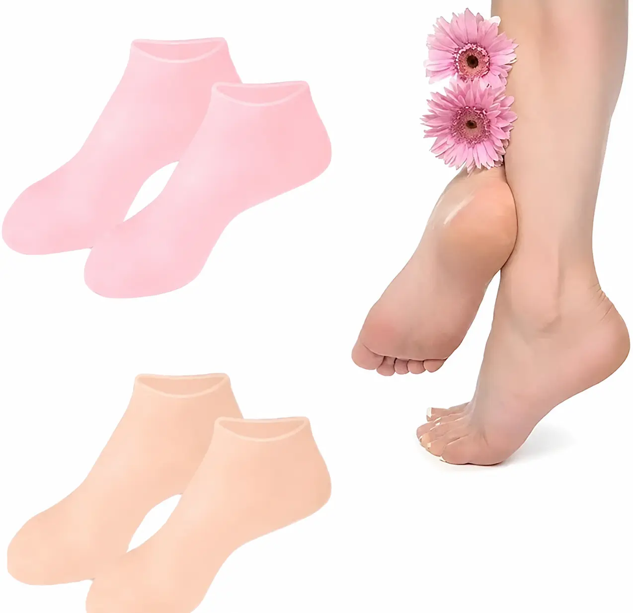 Silicone Heel Protectors for Dry & Cracked Heels, Reusable Heel Sleeves, Soft Stretch Heel Covers, Fits Most Sizes