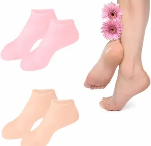 2 Pairs Silicone Socks for Dry Cracked Feet Women,Silicones Moisturizing Socks,Foot Spa Pedicure Silicone Socks for Repairing Dry Feet,Cracked Heels and Softening Rough Skin(Fits Up to Size 11)