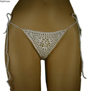 Boho Cotton Crochet Triangle Bikini | Lace-Up 2-Piece Swimsuit for Beach Vacation