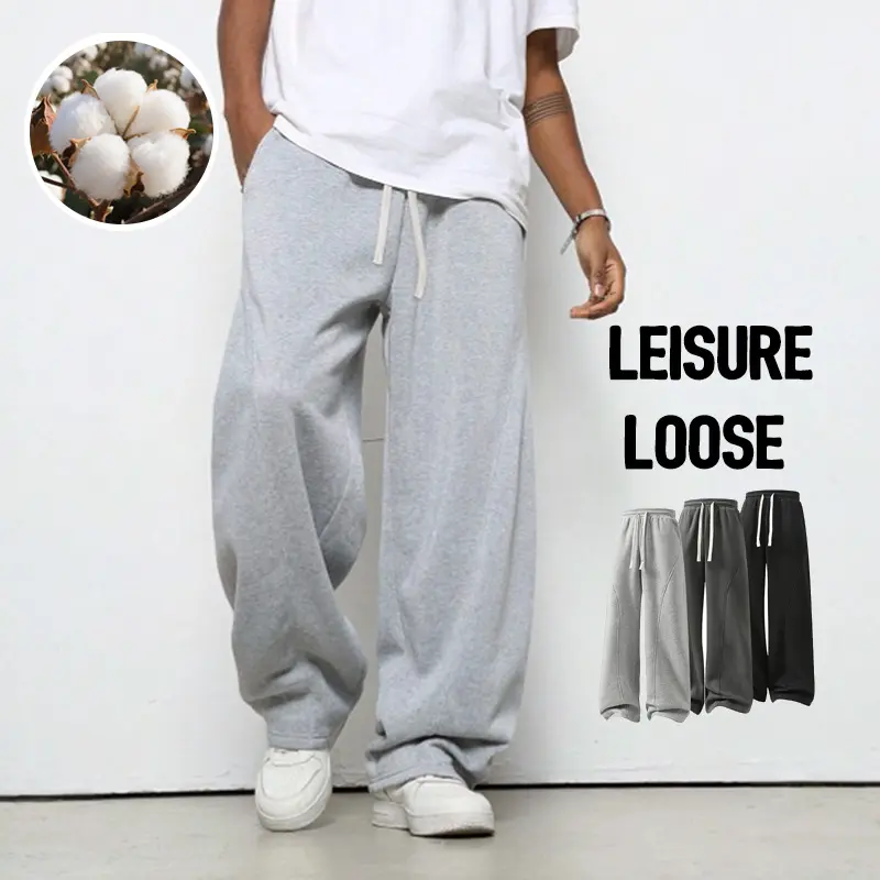 pants men sweatpants Men's Solid Thermal Lined Drawstring WaistPants,Casual Comfy Loose Fitting Trousers for Fall &Winter, Men's Bottoms for Daily Wear, Relaxed Fit, fleece sweatpants，school season