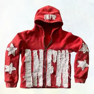 Letter Star Graphic Print Zip Up Hoodie for Men and Women