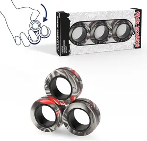 3PCS Magnetic Rings Fidget Toy Set Idea ADHD Hand Exerciser Fidget Toys Adult Fidget Magnets Spinner Rings for Anxiety Relief Therapy Fidget Pack Great Gift for Adults Teens Kids