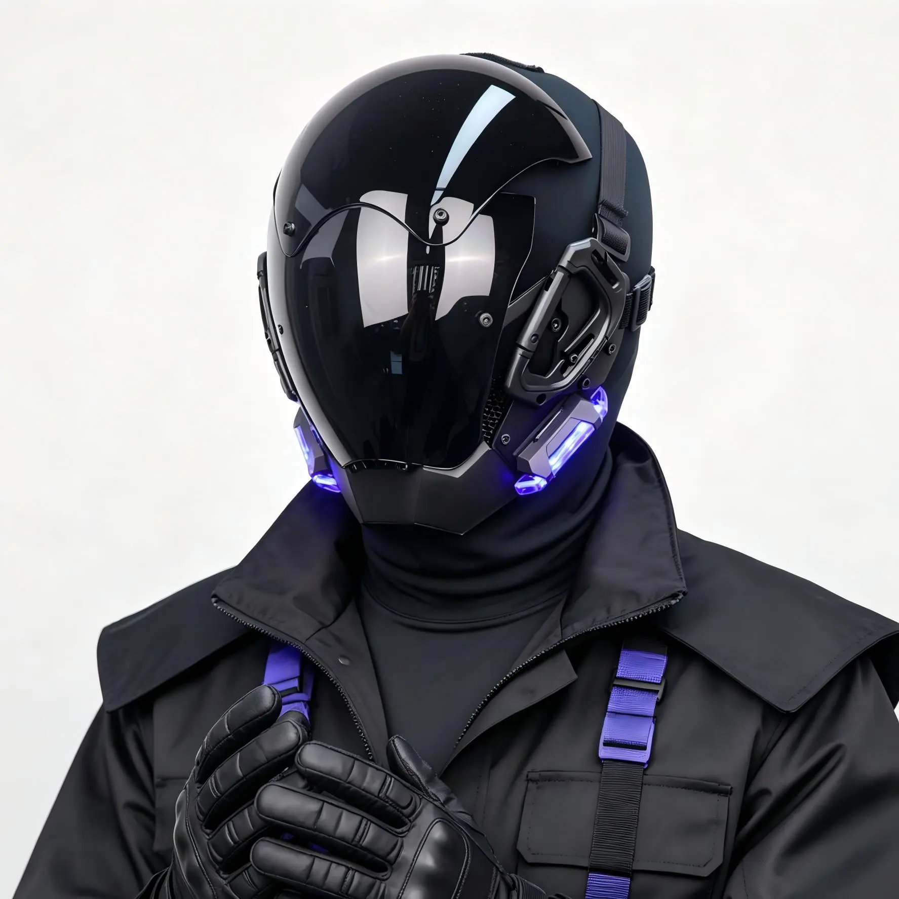 Men's Cyberpunk Headwear, Futuristic Full-Face Warrior Helmet for Dark Roleplay, Christmas Cosplay Props, Mask, Full-Face Mask, Party, Halloween, Bars, Accessory, Pvc, Cs Enthusiasts, Cs Roleplay Fit