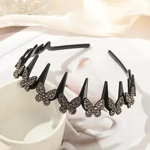 Wavy Crystal Headband Set, Plain Unisex Hair Accessory, Lightweight Wave-Shape Band with Sparkling Crystal Accents, Non-Slip Secure Grip, Ideal for Weddings & Everyday Wear,summervibes