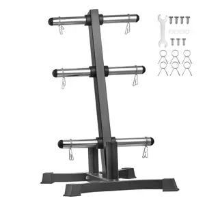 【Summervibes】VEVOR Weight Plate Rack, L Frame Weight Plate Tree for 2-Inch Weight Plates, Standard Weight Plate Tree, 1000 lbs Load Capacity Weight Storage Holder, Home Gym Barbell Rack Storage Stand, Black