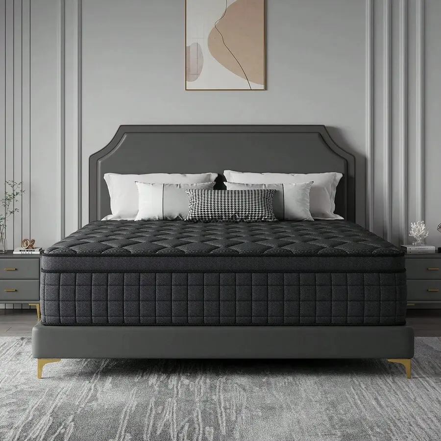 Queen Size Cooling Hybrid Foam Mattress - 12-Inch Premium Bed Mattress in a Box with Pocket Springs, Motion Isolation, Silent Sleep, Medium Firm Lumbar Support Pressure Relief & Memory Foam