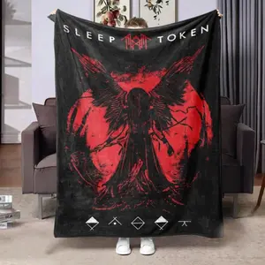 S-leep T-oken Pattern Blanket, Soft Warm Fleece Blanket For Air-Conditioned Room, Comfortable Nap Blanket For Couch Bed Sofa, Cozy Blanket For Home Office Use, Gift For Music Fans Teens Adults