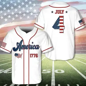 4th Of July American Flag Baseball Jersey, Independence Day Anniversary Baseball Shirt, Patriotic 250 Years of Freedom Sports Jersey for Adults