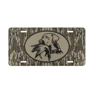Bottomland Camo with Duck Dog Vanity Plate/Camouflaged License Plate/Country Life Vehicle Tag/Vintage Duck Camo Truck Tag/Duck Hunting Plate