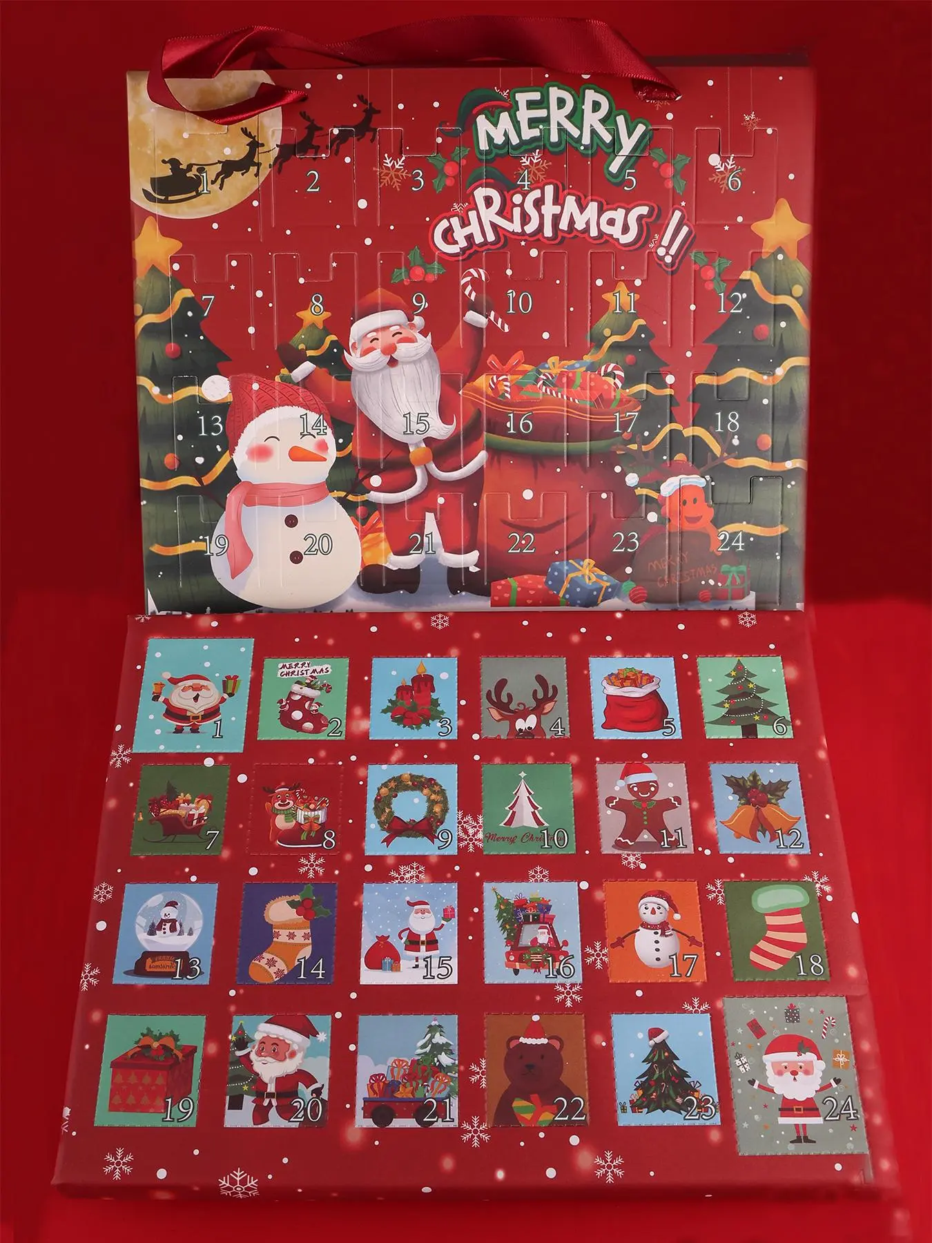 Christmas Themed Beaded Advent Calendar, Cute Cartoon Santa Claus & Tree & Snowman Charm Beaded, DIY Jewelry Making Supplies for Bracelet Necklace Earrings