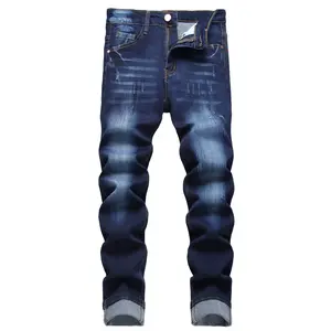 JUNBAOSS Mens Slim Fit Stretch Jeans Ripped Skinny Jeans for Men, Distressed Straight Leg Casual Fashion Comfort Flex Waist Denim Pants, Classic Street Style Cotton Fabric Jean Hipster Personalized Stylish Trouser Jeans with Pockets color，Blue Tops
