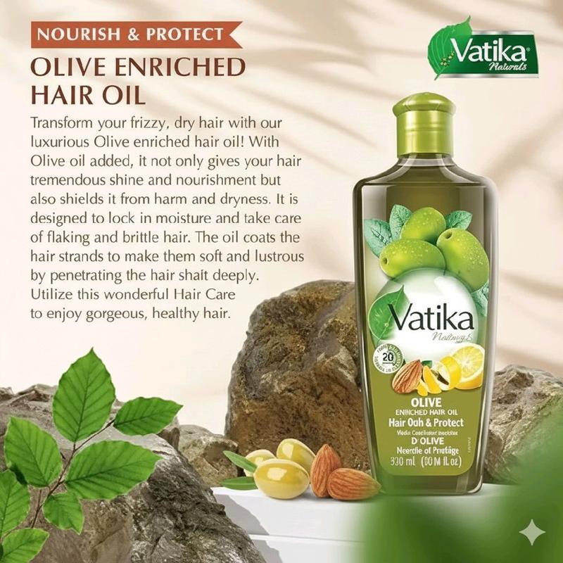 Dabur Vatika Olive Enriched Hair Oil 300ml Pack of 2 - Nourishing Indian Oil for Women & Men - Natural, Moisturize Conditioner Gentle  Aceite Capilar Dabur Olive: nutritivo