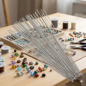 Anti-Rust Stainless Steel Beading Needle, Large Eye Handmade Jewelry DIY Tools, Durable Unbreakable Wide Bore Needle for Fine & Thick Threads, Hand Sewing, Jewelry Stringing, Beadwork and Craft Accessories.