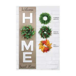 Young's Wood HOME Sign with 3 Interchangeable Wreaths
