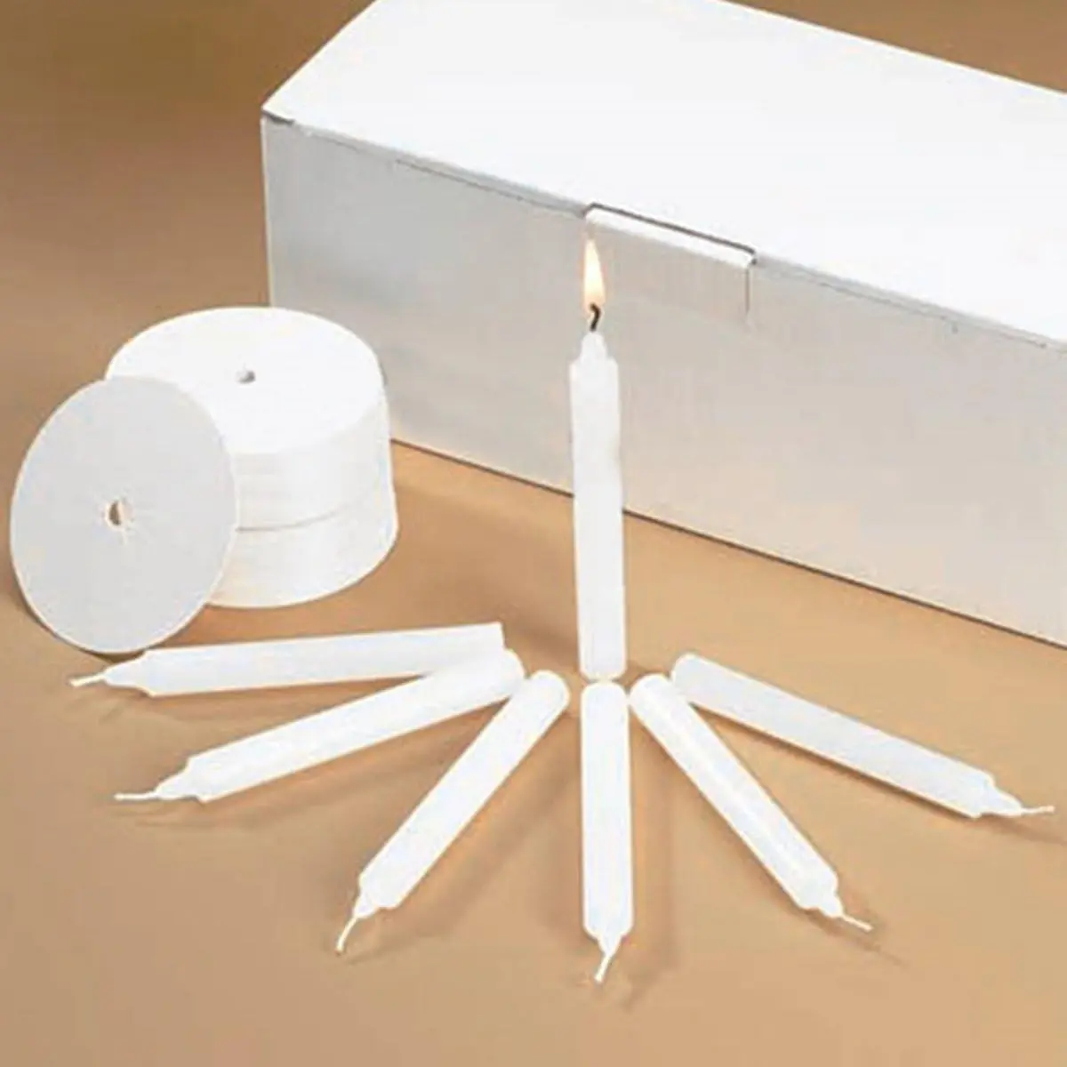 Church Service Ceremony Vigil Devotional Unscented 1/2 x 4 1/4" White Candle with Drip Protector - 50 per Box