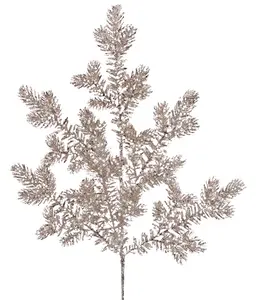 22"L Glitter/Snow Spruce Spray Champagne/White