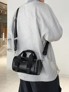 1PC Men's crossbody bag with portable zipper closure, fashionable and versatile, simple and suitable for daily commuting, outdoor travel, walking, shopping and traveling. Men's crossbody bag