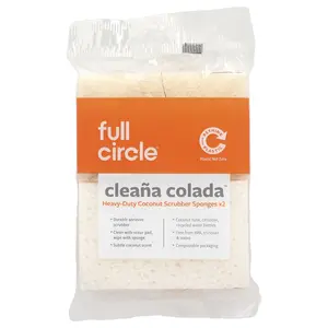 Full Circle Cleaña Colada™,  Heavy-Duty Coconut Scrubber Sponges, 2 Count