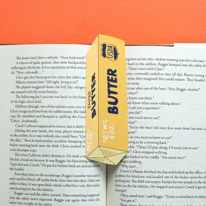 Butter Stick of Butter Bookmark - 4 oz, Yellow with Blue Border, Ideal for Bookmarking and Cushioning Your Pages