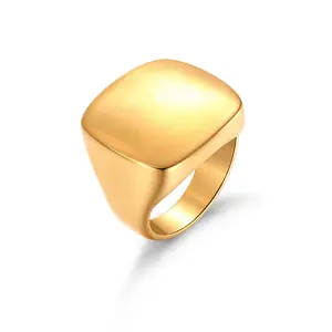Loyalove Chunky Matte Gold Signet Ring, 14K Gold Plated Thick Dome Statement Ring, Minimalist Y2K Everyday Jewelry, Hypoallergenic No Tarnish Ring for Women Men