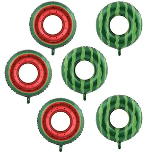 Watermelon Balloons Sets Double Sided Magenta Mylar Balloons Kits Summer Party Decor Foil Fruit Balloons,for Kids Adults Hawaiian Luau Party Baby Shower Ball Summer Theme Decorations