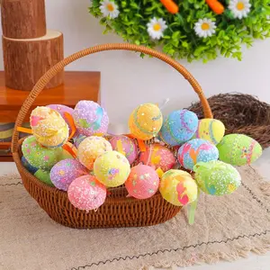 Easter Egg Pattern Printed Foam Eggs Decoration, Holiday Realistic Easter Egg Plaque Scene Setup, Festive Decorations
