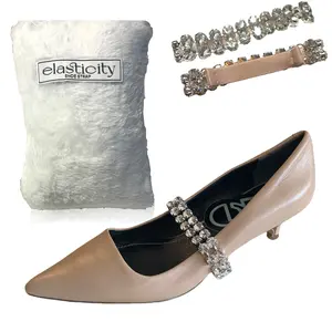 Elasticity Rhinestone Nude Detachable Shoe Strap for Loose Shoes, High Heel Straps for Classic Footwear Design