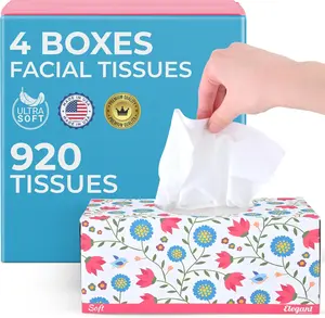 Premium Bulk Tissues, 4 Tissue Boxes of 230 Count, 2-Ply Soft Facial Tissues for Offices or School, Made in the USA, 920 Total Count Bulk Face & Nose Tissue Paper for Home or Professional Use