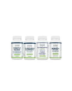 Evexias Brain Health Bundle:  Cognitive Ultra w/Relora + Curcumin Support + Glutathione LPT + NAD+ Vitamin Supplement Pack Healthcare Dietary Fitness Edible Healthy