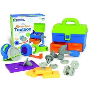 Learning Resources New Sprouts All-in-One Toolbox - Kids Tool Set, Toddler Toys, Fine Motor Skills, Pretend and Play Construction Box, Montessori Drill and Screw Toys