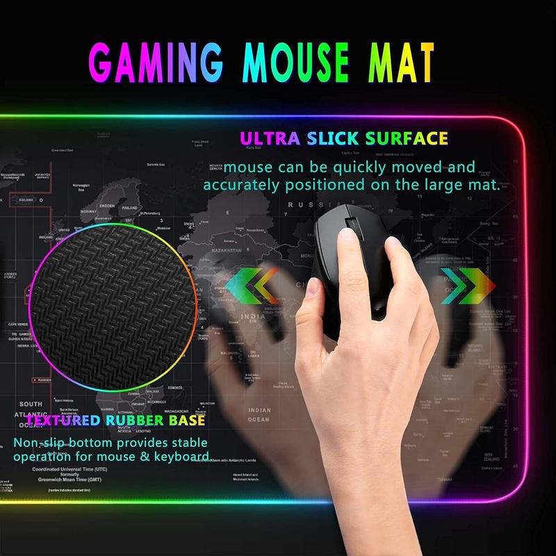 31.5"X12" Large Gaming RGB Mouse Pad with Durable Strip 11 Lighting Modes, Quality Waterproof LED Mouse Pad with Non-Slip Rubber
