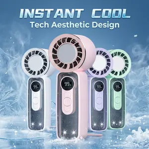 Portable Turbo Cooling Handheld Fan, 199-Speed Adjustable, Digital Display，LED Light, 3-in-1 Rechargeable Personal Fan for Travel, Work ，On-the-Go Cooling