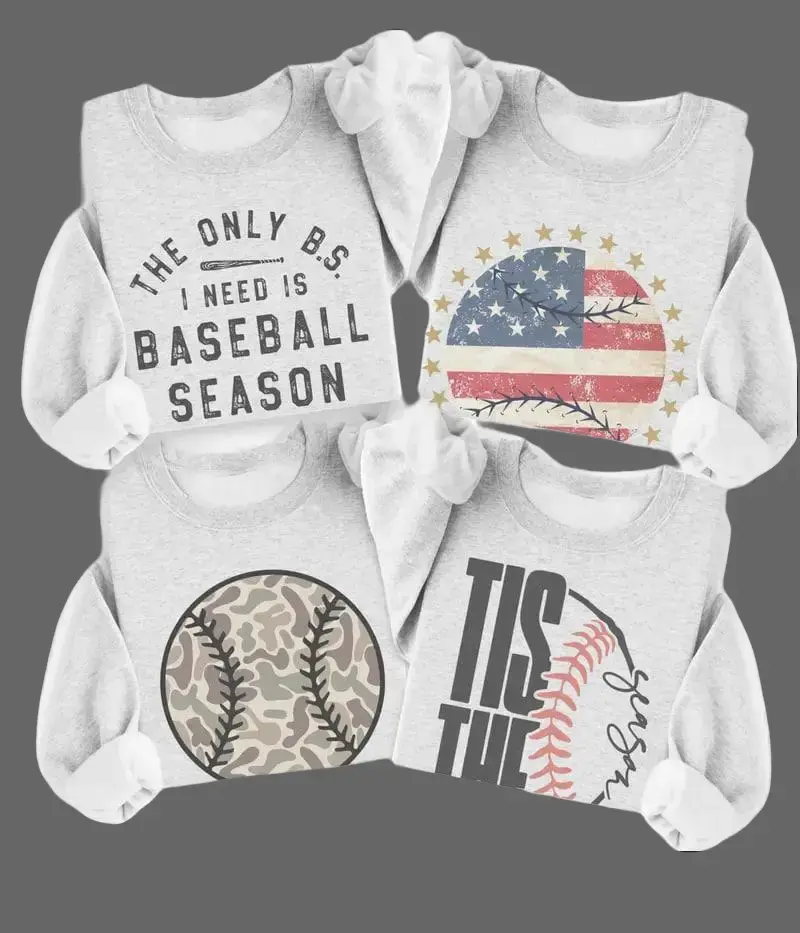 Vintage Baseball Sweatshirt Retro Baseball Game Sports Pullover Camo Baseball Sweater Flag USA Baseball Crewneck Casual Unisex Top