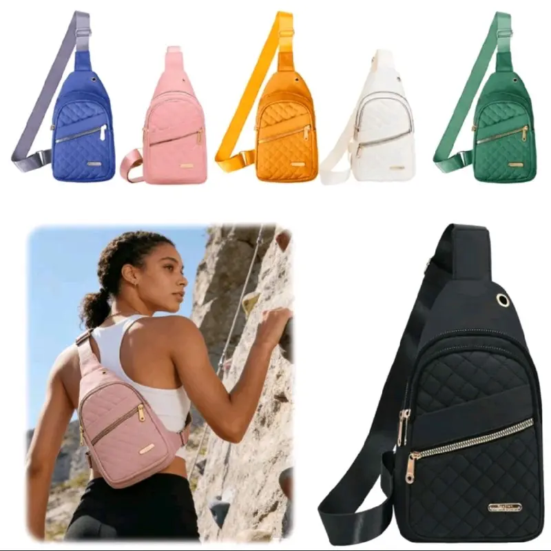 Quilted Sling Bag for Women - Lightweight & Durable Crossbody Bag in Blue Pink Yellow White & Green Colors