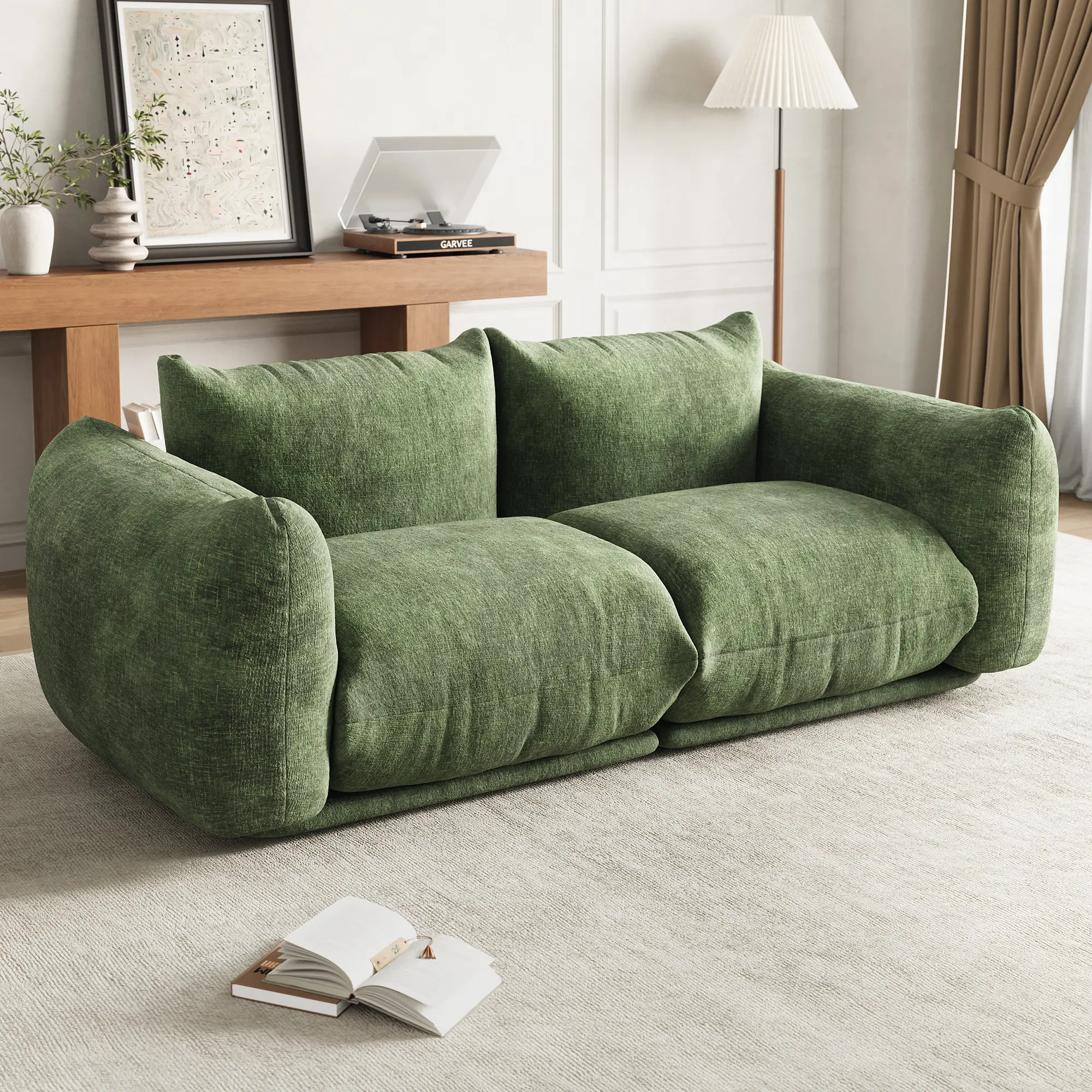 Modular Chenille Loveseat Sofa Furniture, 78" Modern Cloud Couch for Small Home Spaces, 2-Seater Sectional with Memory Foam & Storage, Tool-Free Assembly, Soft Upholstered Couch for Living Room, Apartment, Office