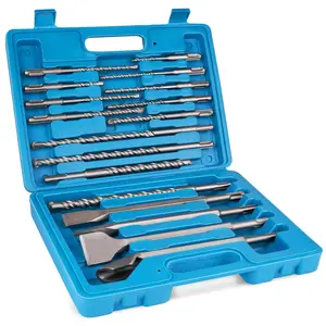 17 count SDS Plus Concrete Masonry Drill Bits and Chisels Set with Storage Case, Carbide-Tipped Drill Bit Set for Concrete, Stone, Brick