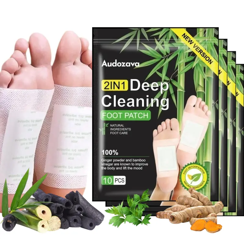 40PCS Ginger Foot Patches, Bamboo Herbal Foot Pads with Zeolite Extract, Natural Foot Care Stickers for Relaxing Spa Routine, Overnight Foot Mask for Men & Women
