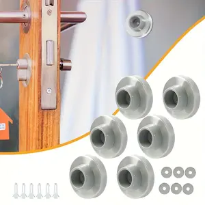 6pcs Stainless Steel Door Stoppers with Rubber Bumper, Concave Wall Protector - Anti-Collision & Scratch Prevention Door Stop Guards for Home/ Office, Door Protector