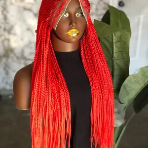Frontal cornrow wig red cornrow wig.28 inches