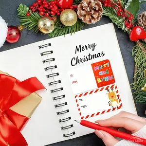Christmas Gift Wrapping Sticker Label, 200pcs/roll Cartoon Non-adhesive Gift Wrapping Sticker, Festive & Party Supplies for Christmas