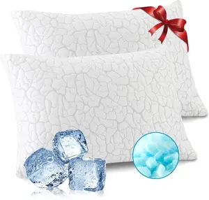 2-Pack Queen-Size Adjustable Shredded Memory Foam Pillows for Sleeping - Firm Bedding Pillows with Removable Washable Cover, Cooling Design for Hot Sleepers (Side, Back Sleep Positions)