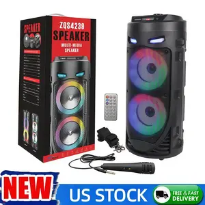 Karaoke Bluetooth Speaker with Microphone, Vibrant LED Lights & Powerful Bass. 16W Portable Wireless Party Soundbox for Outdoor Gatherings, Supports AUX/USB/FM Radio. US Stock. Compatible with Audio Cable,  Remote, Subwoofer and Tablet Devices.