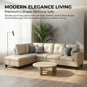 Bright Light Grey Semi PU Synthetic Leather Couch Living Room Sofa Set with Breathing Leather & Solid Wood Construction for Ultimate Comfort