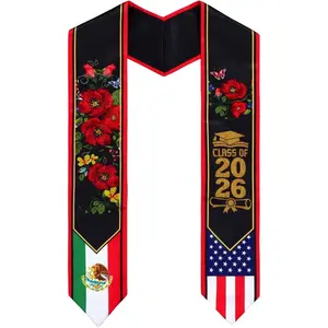 EastJia All-Over Print Rectangular Graduation Stole Sash, Unisex Polyester USA Country Flag Sash with Multi-Sizes (S:4.5x62in, L:5.9x72in), Reusable Washable Comfortable Lightweight Breathable Elegant Student Ceremony Graduation Gifts, Summervibes