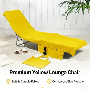 Chaise Lounge Cover, Pool Chair Cover, Soft and Quick Dry, Beach Chair Towel Cover, Pocket for Sun Lounger, No Slide, Garden Beach Hotel