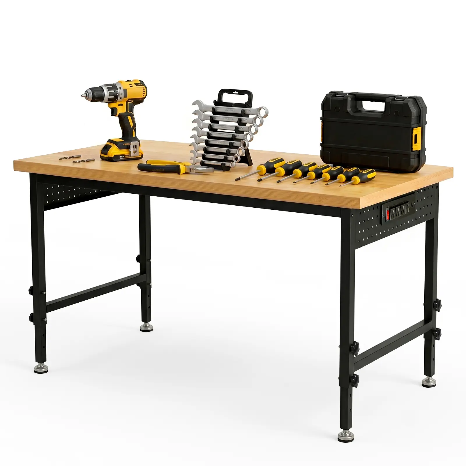 NorthSky 48 Inch Adjustable Workbench 2000 LBS Heavy Duty Steel Frame Work Table 7 Level Height Adjustable with ETL Certified Power Station Dual Side Pegboards Hooks Modular Workstation for Garage Workshop Home Office