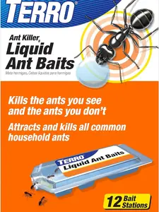 TERRO Ant Killer Bait Stations T300B - Liquid Bait to Eliminate Ants - Bait System - 12 Count Stations for Effective Indoor Ant Control